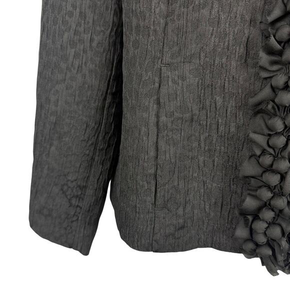 Chicos Forget Me Knot Cheetah Animal Print Blazer Jacket Ruffle Black sz 1 / M - Picture 5 of 16